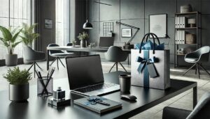 デスクに置かれた男性用のプレゼント、ギフト、贈り物