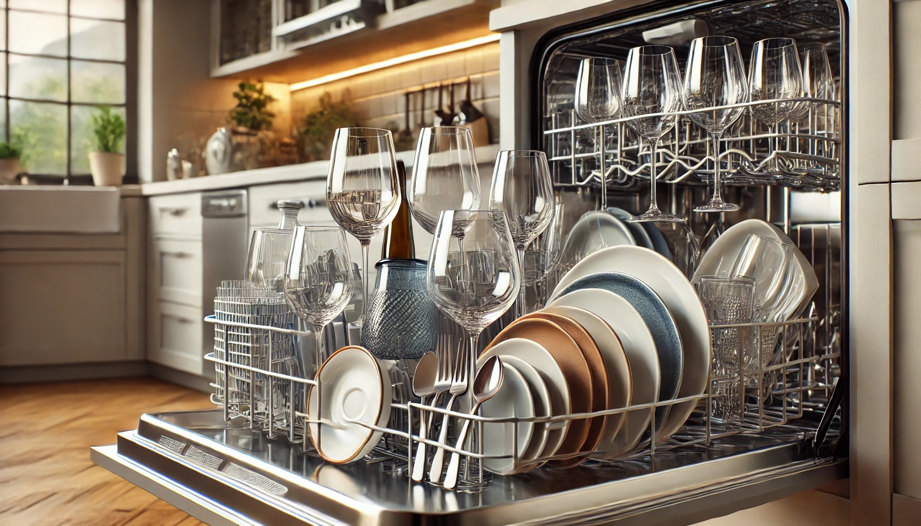 食洗機、ワイングラスなどクリスタル製品や陶器の食器洗い