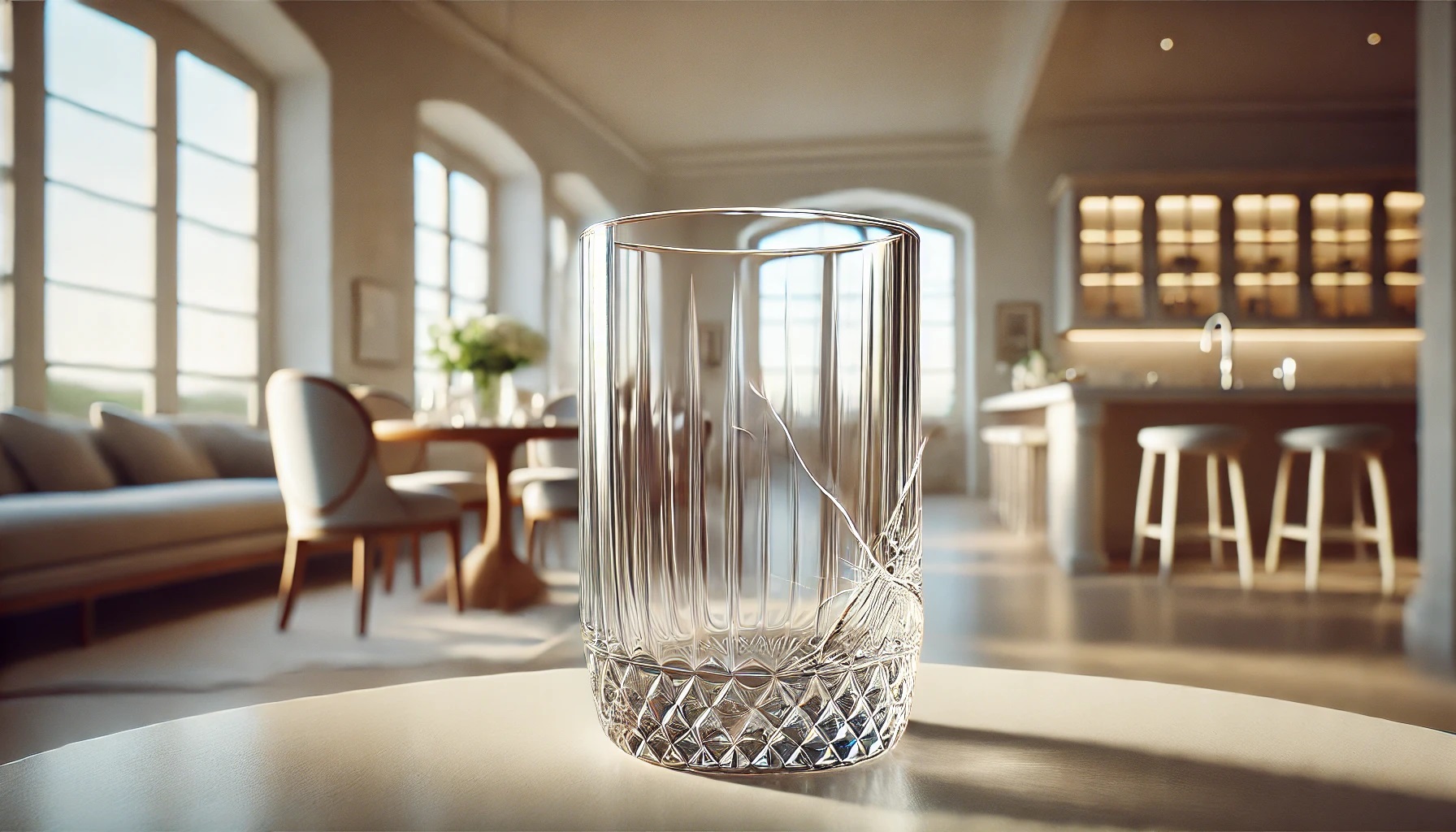 ひびの入ったグラス、割れたコップ