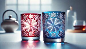 江戸切子、薩摩切子のペアグラス.