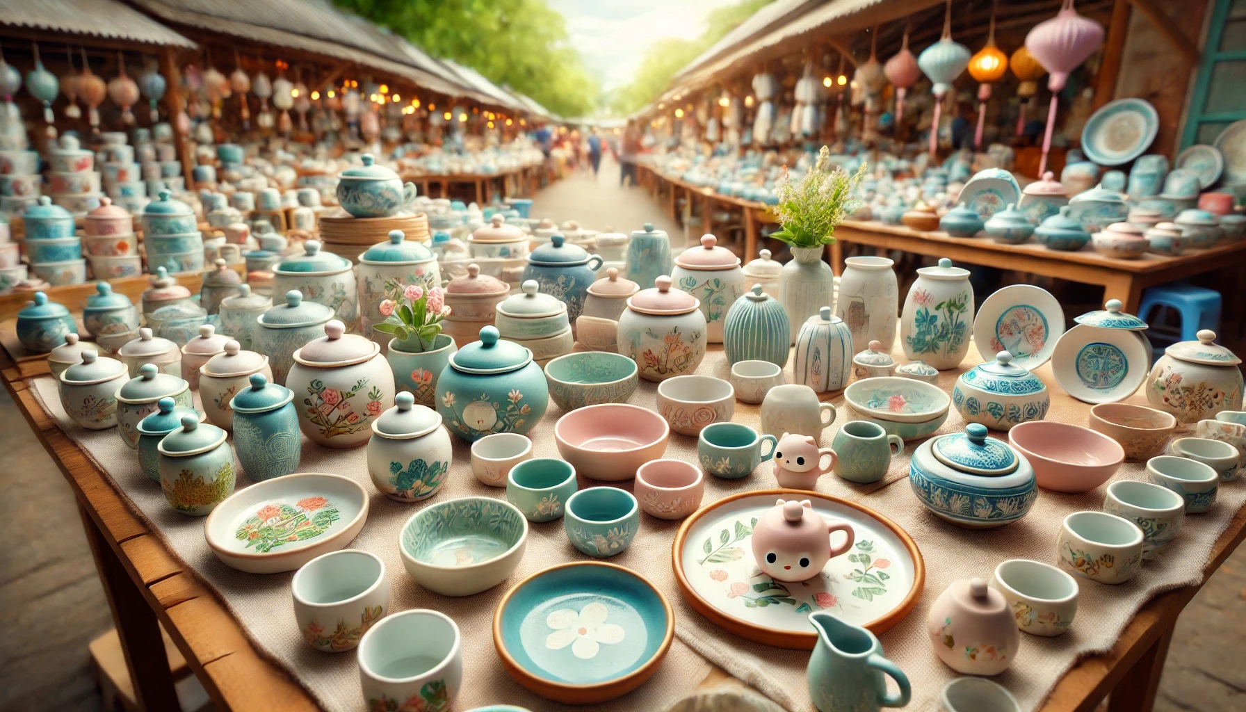 陶器市場や食器市場の店先